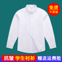 Children are iron-free and wrinkle shirts Boys and girls have white long-sleeved shirts