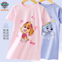 Wangwang Team Girls Nightdress Summer Thin Cotton Women Sleeping Dress Home Dress Cartoon Children Air Conditioning Skirt