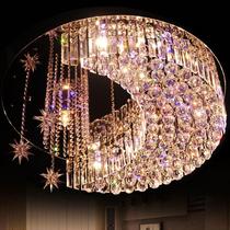 Modern crystal ceiling star moon crystal light romantic colorful bedroom book room light living room remote control childrens room light