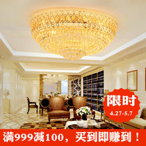 S gold round crystal lamp atmosphere modern led living room ceiling lamp Golden Hotel Villa Hall dining room lighting