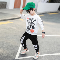 Small Boy Suit Fried Street Spring 2021 New Yangqi Spring Autumn Tide Baby Spring Clothing Sports two sets of Korean version
