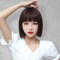 Comic bangs wig female short hair full head bob wig hair set all true natural girl real hair silk round face