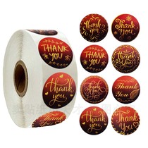 500 rolls Thank you sticker round greeting card DIY baking cake biscuit decoration takeaway sealed packaging label