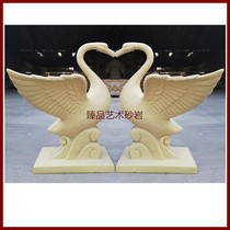 Sandstone Swan Spray Sculpture European-style Fountain Outdoor Waterscape GRP Large Spray Pool Manufacturer Direct
