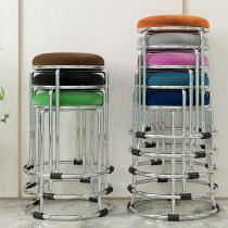 Stool Household dining table stool Fashion creative stainless steel round stool Adult stool Modern simple small stool living room stool