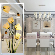 Simple fashion screen background wall partition entrance shoe cabinet Art glass carved double-sided matte effect tulip