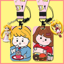 Bus card protective cover cartoon cute student meal card campus access control subway access card cover key chain pick-up kindergarten badge work certificate label lanyard citizen card protection cover