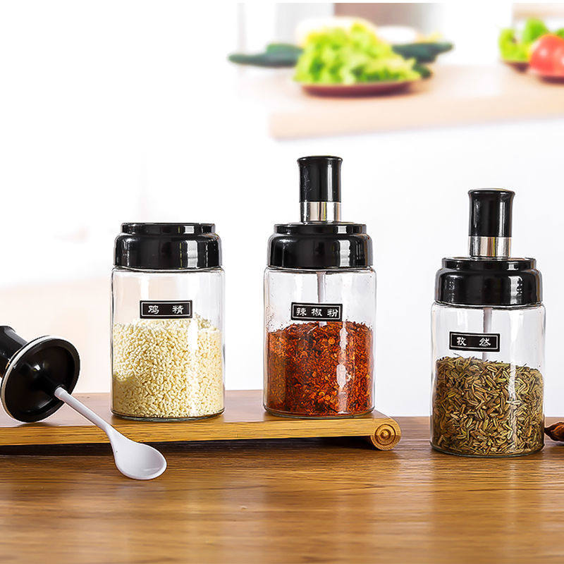 厨房家用玻璃调味罐调料盒防潮密封调料瓶油刷糖盐味精罐子套装