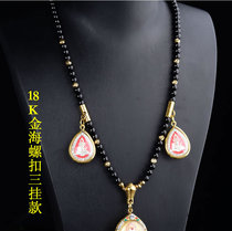 6mm black agate Buddha brand chain Buddha brand hanging chain Pendant chain Gold titanium steel chain three hanging models five hanging models