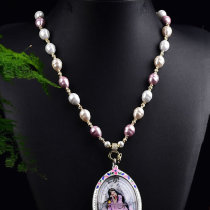 Large Grain Baroque Pearl Necklace Thai Buddhas Hang Chain Buddha chain Mighty Buckle Pendant Chain