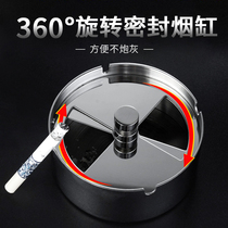 Stainless steel ashtray with cover windproof rotating ashtray round creative ashtray Car ashtray Personality gift