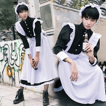 cosplay clothing black and white manservant clothes British wind Pearl thread long cafe maid dress cat ear uniform