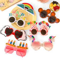 Girl cute cartoon sunglasses child mesh red sunglasses tide child baby geek photo glasses props birthday
