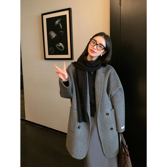 pusumede black 100% wool double-sided wool high-end wool coat for women thick short wool coat
pusumede black 100% wool double-sided wool high-end wool coat for women thick short wool coat