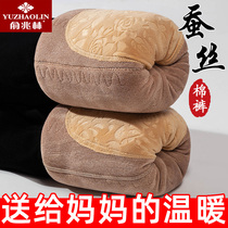 俞兆林冬季新款加绒加厚棉裤女中老年蚕丝妈妈裤高腰抗寒贴身大码