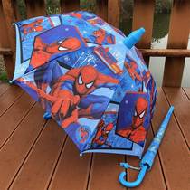 Cartoon Spider-Man Childrens Umbrella Automatic safety male and female child elementary school children large number anti-drip sleeve straight handle clear umbrella
