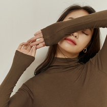 Japanese warm underwear Ms Gao-collar thin trace-free single top American body autumn clothes and base shirt in autumn winter