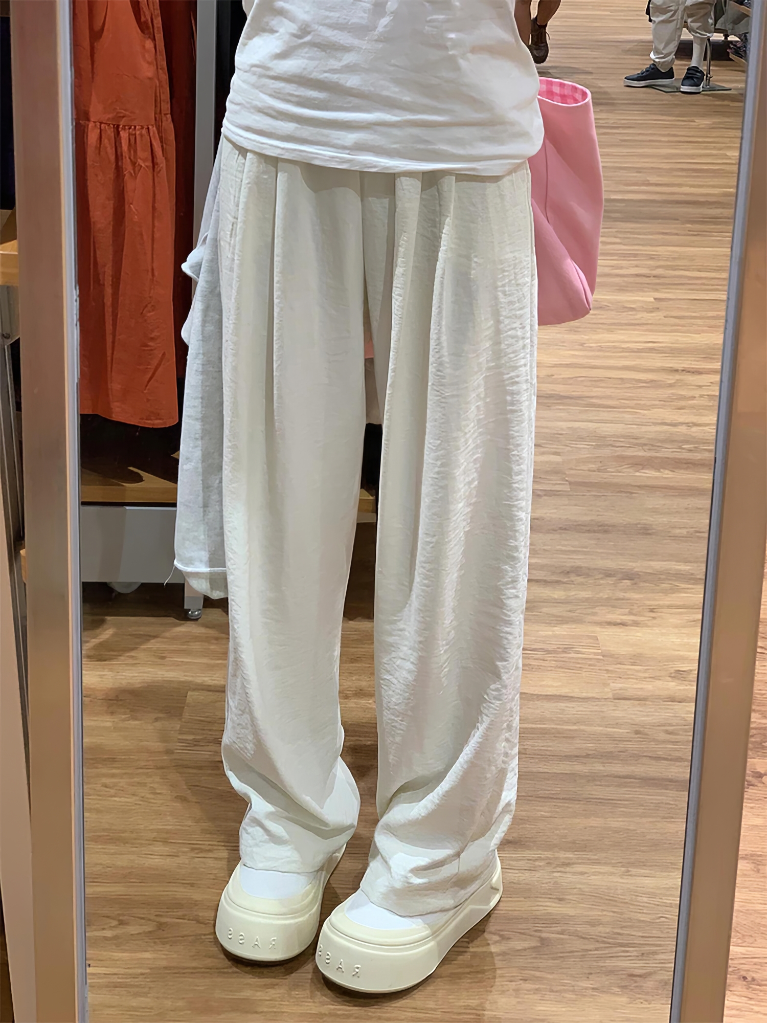 Pear shaped figure, white chiffon pants, women's spring new style, chubby sister, mm high waist, loose fit, slimming, casual wide leg Yamamoto pants (20509:28315:size:M suggests weighing 90 to 100 pounds;1627207:28320:Color classification:White)