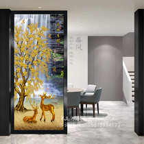 Art glass partition screen decoration living room porch cabinet TV background wall painted frosted double-sided effect Elk