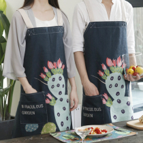 Fanwu Nordic Korean apron female fashion kitchen cooking oil-proof home coffee shop overalls logo printing