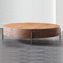 MOANRO Nordic solid wood coffee table Round retro post-modern living room Antique coffee table Log creative tea table Tea table