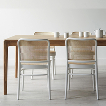 Nordic middle chair Rattan dining chair Net red chair Home hotel Cafe lounge chair Restaurant chair Solid wood dining chair