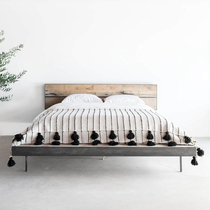 Nordic simple modern solid wood bed ins wind double bed Bedroom 1 8 meters vintage wrought iron 1 5 household single beds