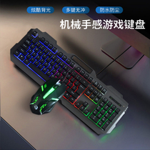 Doctoral Ton Wired Keyboard Mouse Suit Mechanical Hand Glowing Computer Desktop USB Backlit Suspension Keycap