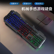 Doctoral Degree Mechanical Hand Feel Luminous Wired Keyboard Mouse Suit Computer Desktop USB Backlit Suspension Keycap