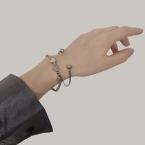 Heart-type ball chain open bracelet female tide girl bracelet S cold wind double bracelet ring simple wind