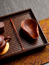 Pure hand-made solid wood tea is one-piece rosewood tea tea set two-piece tea ceremony six gentleman teaspoon teaspoon