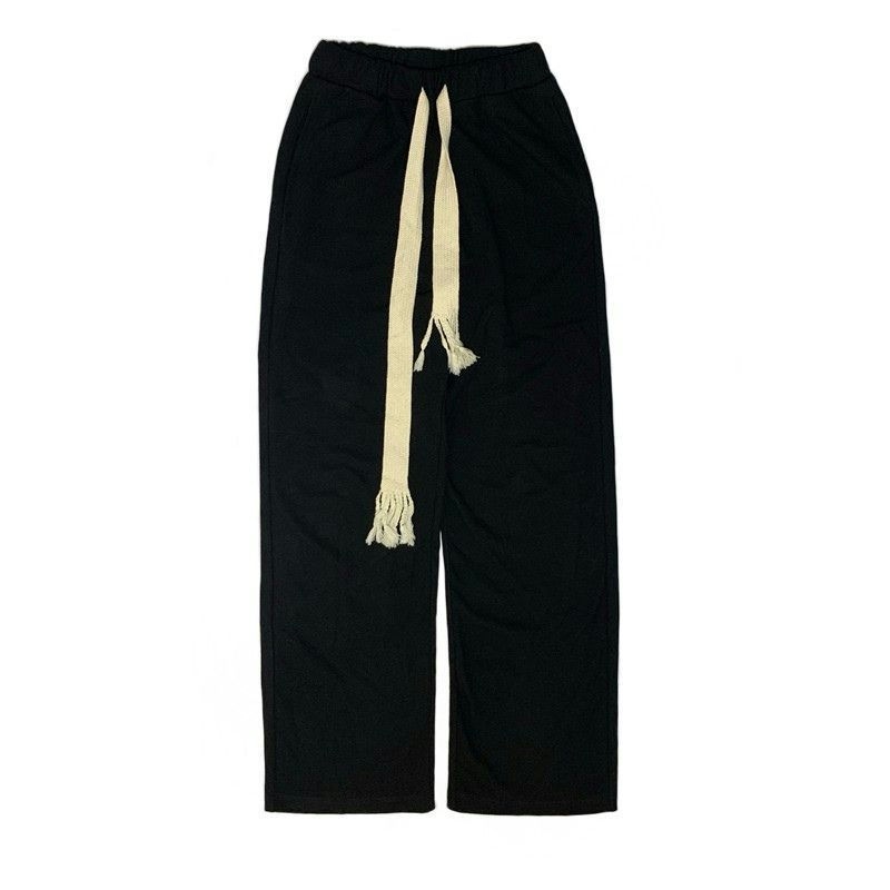 原版绳子抽绳显瘦运动垂感阔腿裤女春夏新款休闲直筒拖地裤