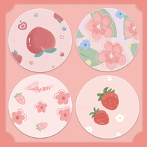 The mouse pad small round super cute fresh fruit small flower pattern is cute pink customized water wash desk keyboard pads and thicker lock-backed while protecting the wrist students to learn office