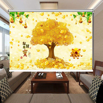 Custom 3D TV background Office living room Internet cafe literary entertainment shading shading heat insulation through the scene roller curtain