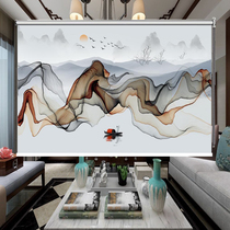 Curtain roller curtain Abstract ink landscape background Living room bedroom study office Insulation shading partition window decoration