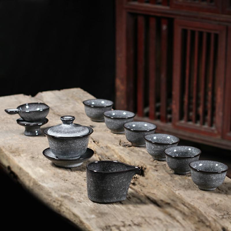 Ceramic kung fu tea set manual elder brother up with celadon tureen tea cups of a complete set of ice to crack the make tea with household gifts