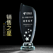 Creative five-pointed star crystal trophy customized personal commendation Party sports enterprise staff award medal