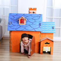 Man Hee cardboard tent indoor diy childrens game house handmade assembled paper shell Castle Toy House
