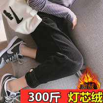 Large code pregnant woman pants fashion outwear long pants light core suede casual winter clothing thickened with velvety damp mother tovening 200 catty