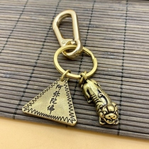 Brass amulet keychain pendant Pure copper Amitabha Buddha brand car key pendant copper gourd mascot