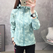 Sweater womens autumn and winter soft shell fleece hooded cardigan jacket jacket windproof and breathable warm camouflage casual sportswear