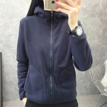 Hooded sweater womens autumn and winter warm cardigan zipper padded velvet fleece fleece jacket sports casual jacket