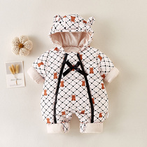 Baby one-piece clothes winter style cotton clothing foreign air cute male and female baby warm and suede thickened newborn out of clothing
