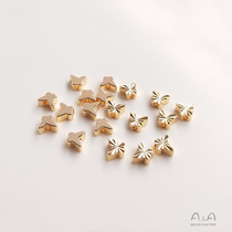 American 14K gold package color-preserving string butterfly beads through hole vertical hole batch flower butterfly beads diy handmade jewelry loose beads