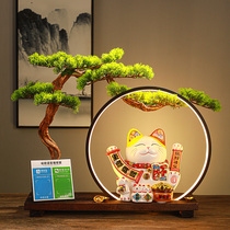 Ceramic shaking hands welcome pine lucky cat ornaments shop opening gift cashier can be customized LOGO voice broadcast