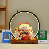 Opening gift shop cashier bar large and medium number lucky cat ornaments from electric beckoning QR code Bluetooth voice