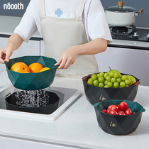 Double Layer Fruit Drainage Basket Plastic Home Living Room Round Tea Table Fruit Basket Light Luxury Kitchen Washbasin Large