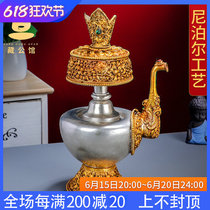 Ben Barpot Water Purification Bottle Nepal Import Pure Copper gold Golden Sculpture Flower for the Buddhas Ben Barpot Buddha Former water purifying pot Bottle