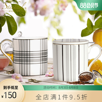 Stechcol Bone China mug Ceramic cup with lid spoon Couple cup Wedding birthday 520 gift