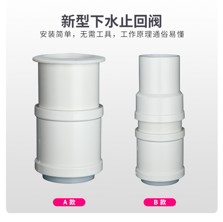 厨房排水管止回阀卫生间面盆下水道防臭芯防反水止逆阀接50pvc管
